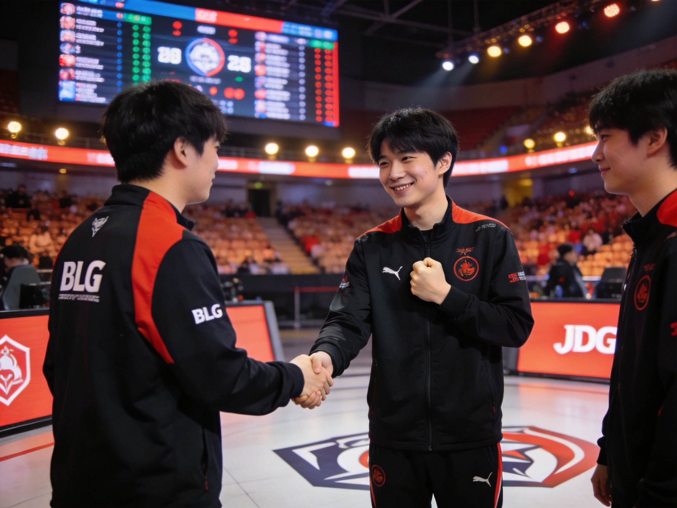 BLG战胜JDG 赛后握手